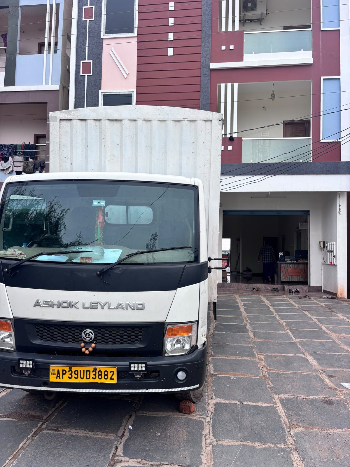 Lucky Express closed body lorry outside the Kadapa branch office