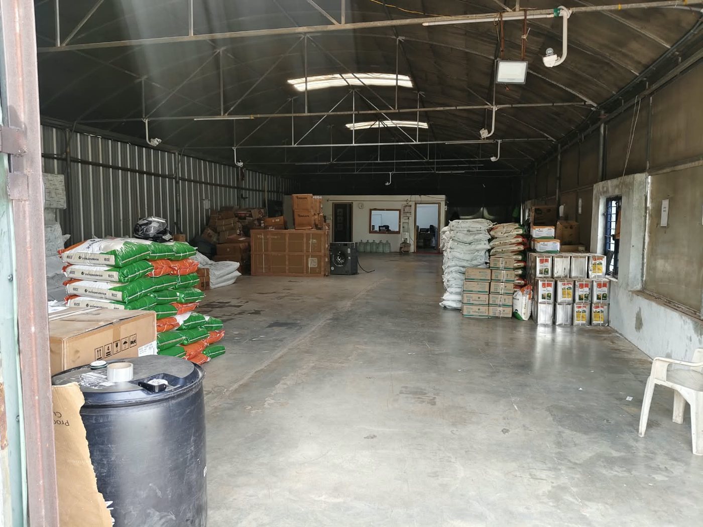 Consignments staged inside the Lucky Express Hyderabad branch godown